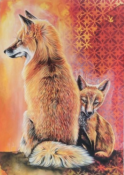 ‘Rest &amp; Protection’ - 2 of 3 paintings I created, based around motherhood. #artiseverywhere I love painting these beautiful animals, mothers love runs deep ❤️ <a href="/BBC6Music/">BBC Radio 6 Music</a> <a href="/maryannehobbs/">maryannehobbs</a>