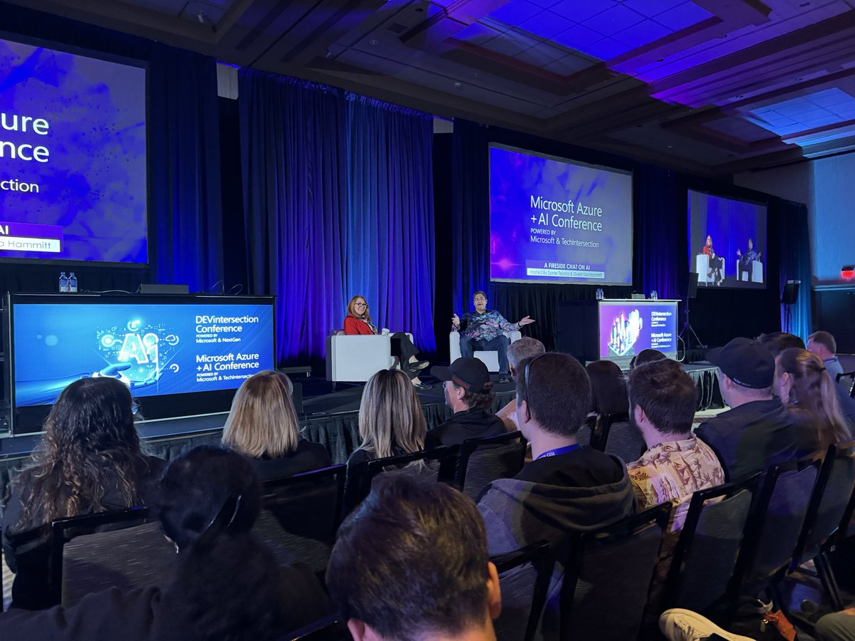 seetechnologic's tweet image. Excited to attend a Fireside Chat on AI at Microsoft&apos;s #DEVintersection23! With Lisa Hammitt, a renowned Chairwoman and Advisor in AI, Space, and Quantum Computing, and Zoiner Tejada, CEO &amp;amp; Architect at Solliance, share their insights. 🚀 #ArtificialIntelligence #TechLeaders #ai