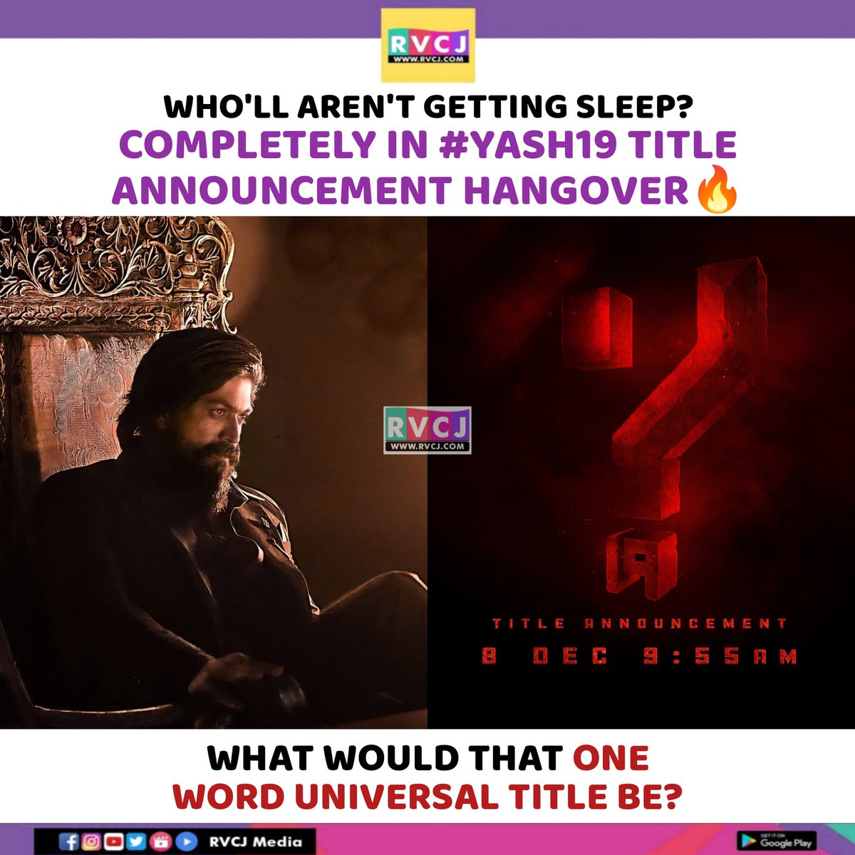 RVCJKannada's tweet photo. Few More Hours To Go🔥💥
#Yash19TitleTomorrow #Yash19TitleOnDec8th #Yash19TitleLaunch #Yash19 #Yash19Loading #KVNProductions #RockingStarYash #YashBOSS𓃵 #RvcjKannada https://t.co/p4AIK9ZGz6