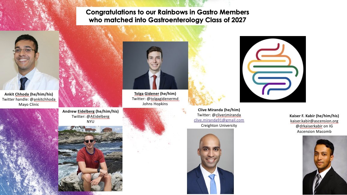 Still got that #postmatch fever? We do! Our membership continues to grow --please reach out if you would like to join #RainbowsinGastro We are SO incredibly proud of our members and feature a few of them here! You all keep shining and showing your true colors! #Diversity #LGBTQ