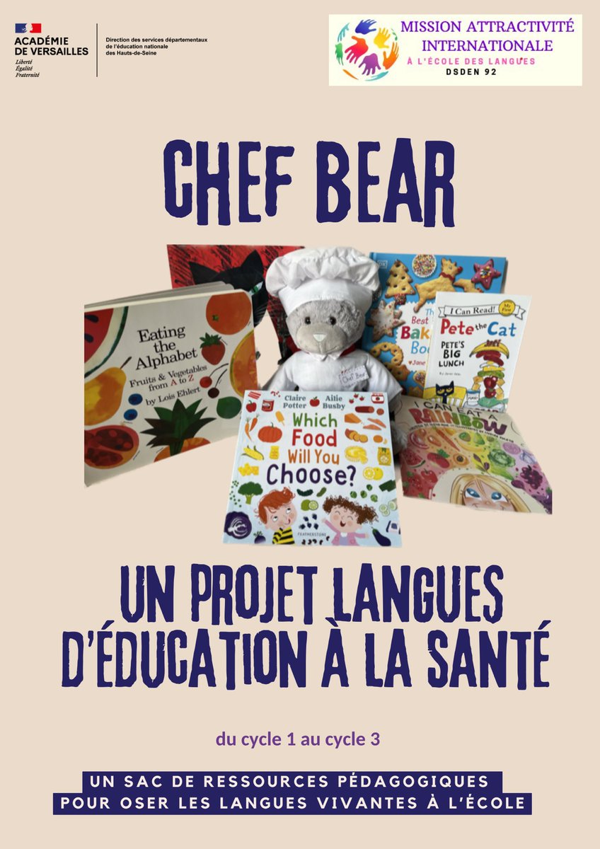 GT de la #MissionAttractiviteinternationale  ➡️Concevoir des documents d’accompagnement des sacs de ressources pédagogiques qui sont « la marque » du groupe #LVE de la #DSDEN92
➡️Remise du nouveau sac: Chef Bear autour de l’alimentation et l’éducation à la santé 
<a href="/R_DellAcqua/">Raphaëlle Dell'Acqua</a>