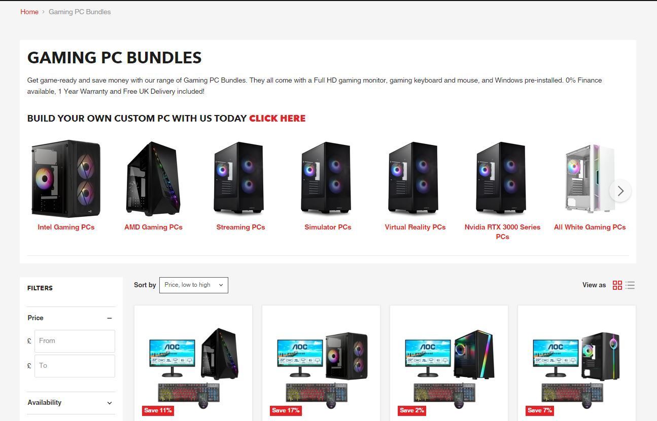 Gaming PC Bundles, Free Shipping in the UK