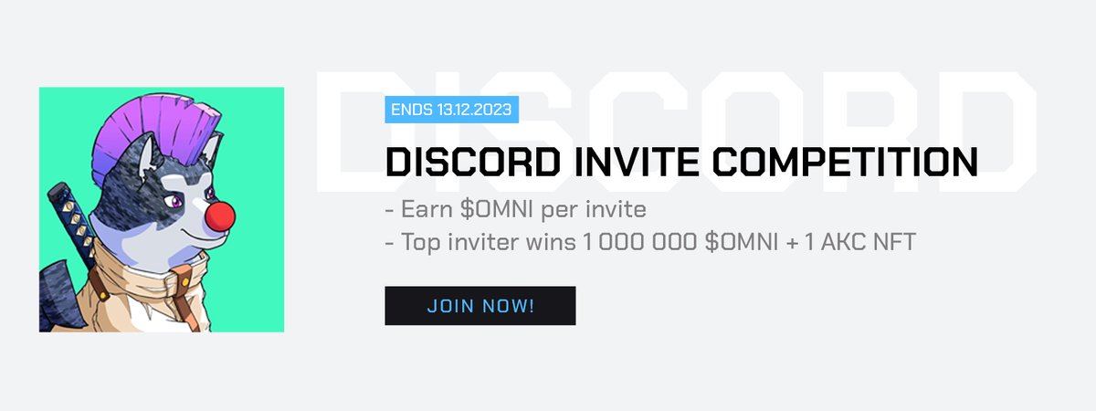 The Discord Invite Competition is in full swing! Don't miss this opportunity to earn some easy $OMNI and have a chance to win an exclusive AKC NFT! 🏆 Join now 👉 discord.com/invite/dbFGZba…