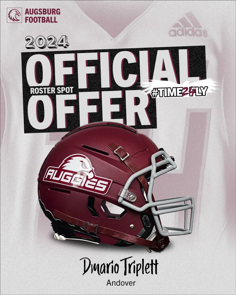 Dmario (@dmario157376802) on Twitter photo After a great visit, Blessed to say that I have received an official offer from <a href="/Augsburg_FB/">Augsburg Football</a>!@AndoverHuskies After a great visit, Blessed to say that I have received an official offer from <a href="/Augsburg_FB/">Augsburg Football</a>!@AndoverHuskies