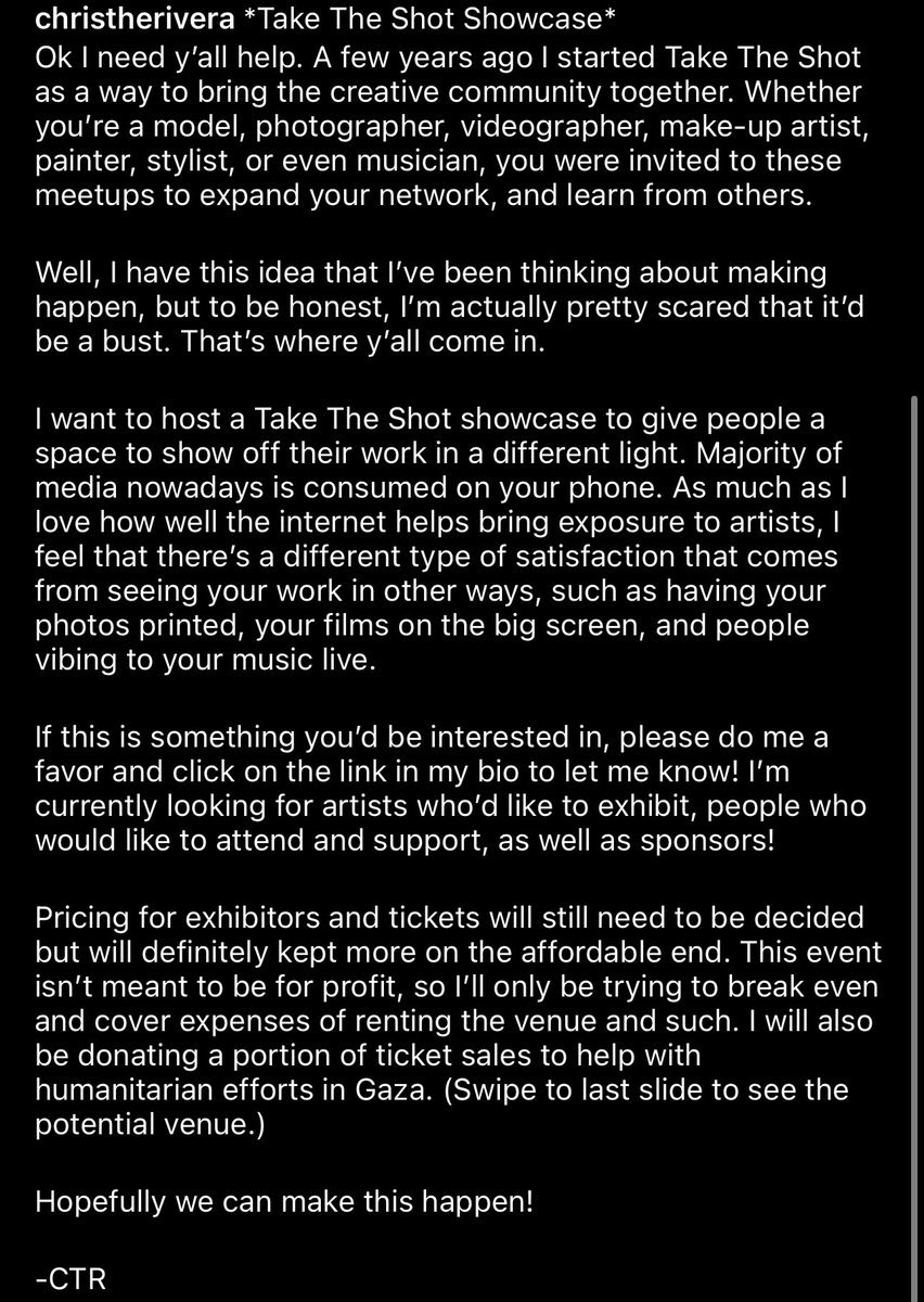 ChrisTheRivera's tweet photo. I need y’all help to make this happen. It’s an event that’s more about the passion rather than the revenue. https://t.co/yBTJicou8w