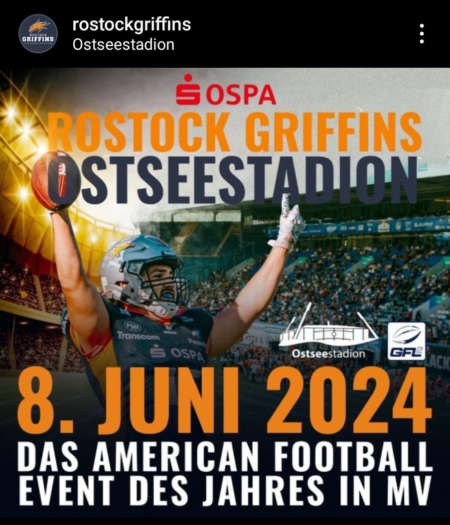 KatyWa_1985's tweet photo. Noch keine Info zur Superbowl Party (gibt es vllt keine?) aber schon mal das größte Spiel für 2024 im Datum festgelegt.

Wenn ihr also Bock habt auf bissl American Football und davor/danach noch Ostseestrand genießen wollt: 

08.Juni 2024 🏈💙🧡 im @Ostseestadion

#gfl2 #rtlnfl https://t.co/ZiBr0VOFe0