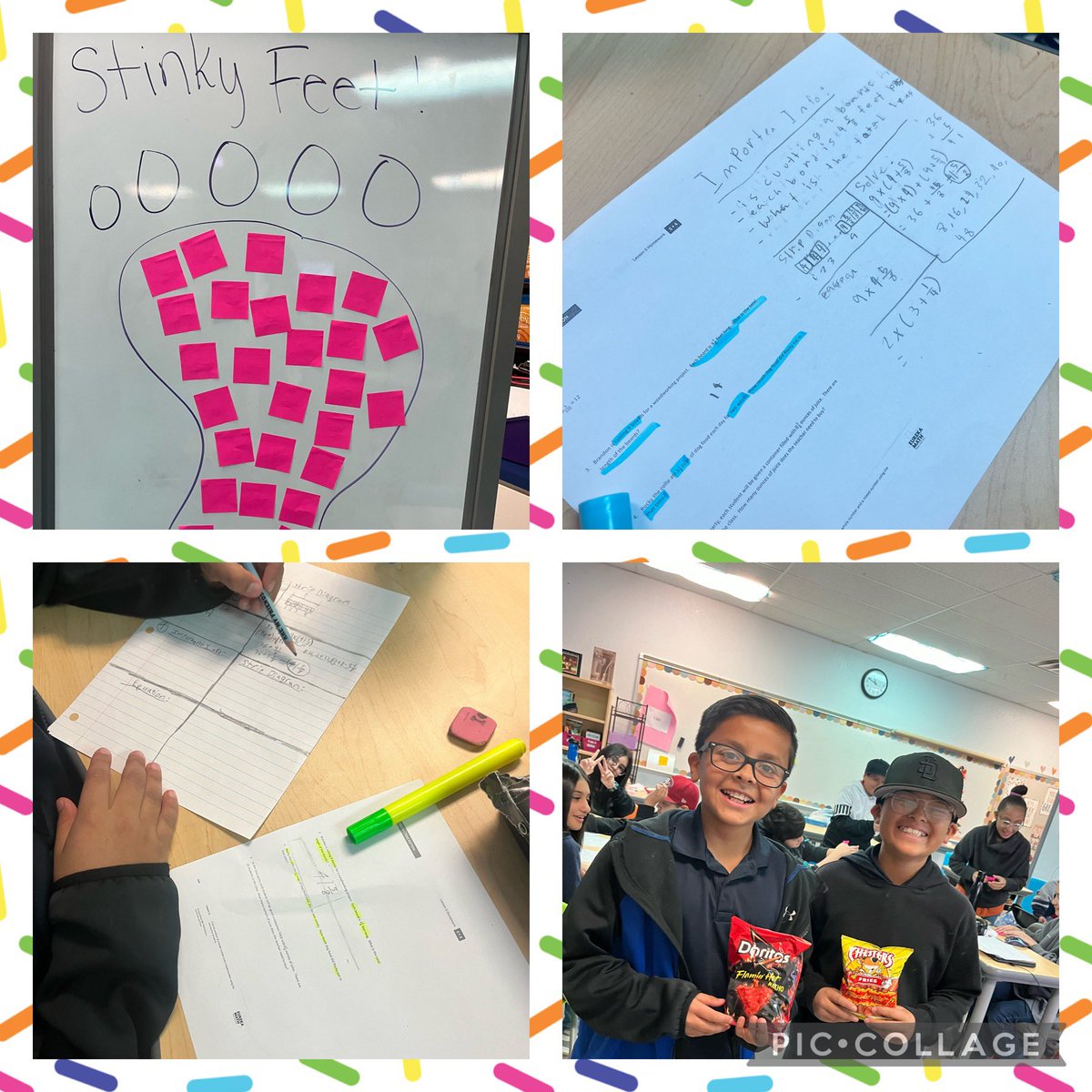 JacquelineUrue1's tweet image. Doubled lessons can be tough!! A little game of STINKY FEET made it all better! We tackled the second lesson of the day using our problem solving strategy, multiplying using the distributive property, and having fun! #EurekaMath #StinkyFeet @DHE_Bobcats