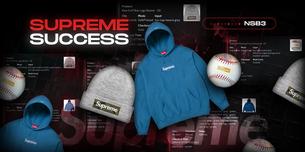 nsb_bot's tweet image. Big Supreme BOGO success🔥
Hoodies, Beanies, Baseballs... You name it, NSB copped it with an average of 7 items per user🚀

Click below to join us today😉It's a deal you can't miss!
whop.com/nikeshoebot/