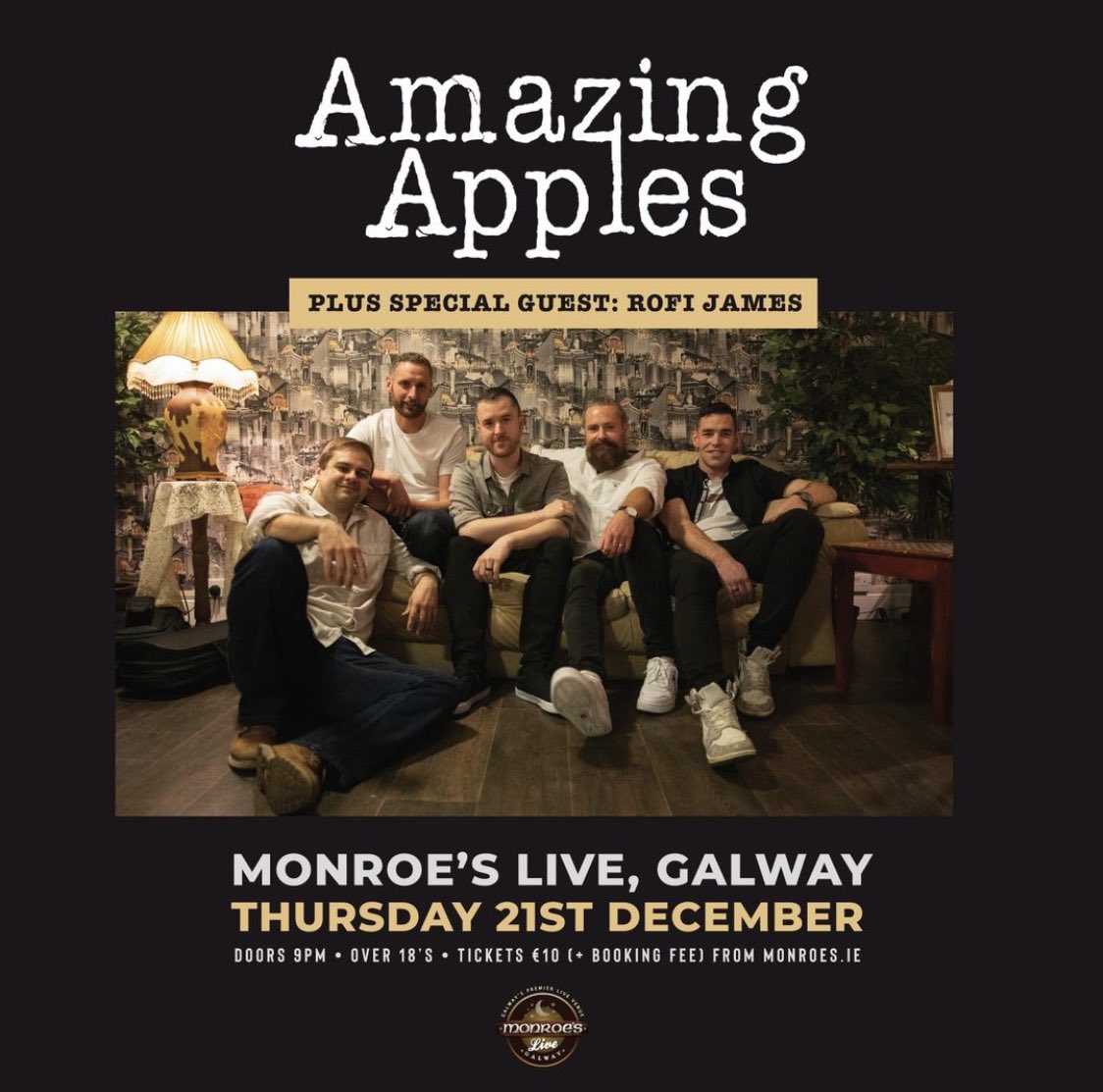 Rofi James (@rofi_james) on Twitter photo Can’t wait to share a stage again with the legends <a href="/Amazing_Apples/">Amazing Apples</a> in Monroes on Thurs Dec 21st! Very excited for this one 😁 Tickets are available in Monroes.ie, doors 9pm 👌🧑🎄 Can’t wait to share a stage again with the legends <a href="/Amazing_Apples/">Amazing Apples</a> in Monroes on Thurs Dec 21st! Very excited for this one 😁 Tickets are available in Monroes.ie, doors 9pm 👌🧑🎄