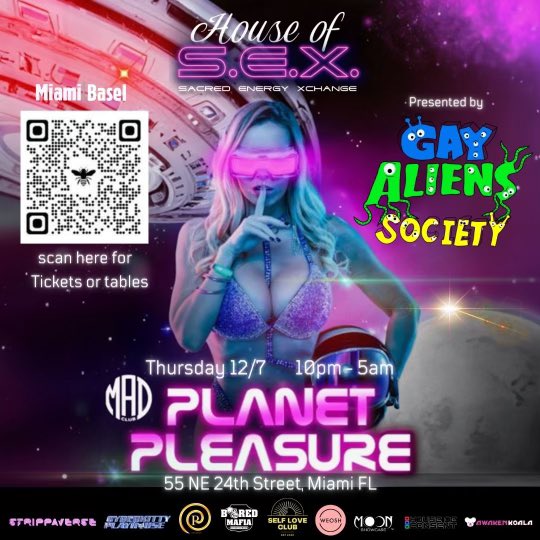 🎟️🌟 GIVEAWAY ALERT! 🌟🎟️ We're sending a few lucky earthlings to the most cosmic party at Art Basel with the Gay Aliens Society! 🛸✨ How to enter? Follow us, like, retweet, and tag your fellow space cadets! 🌈👽