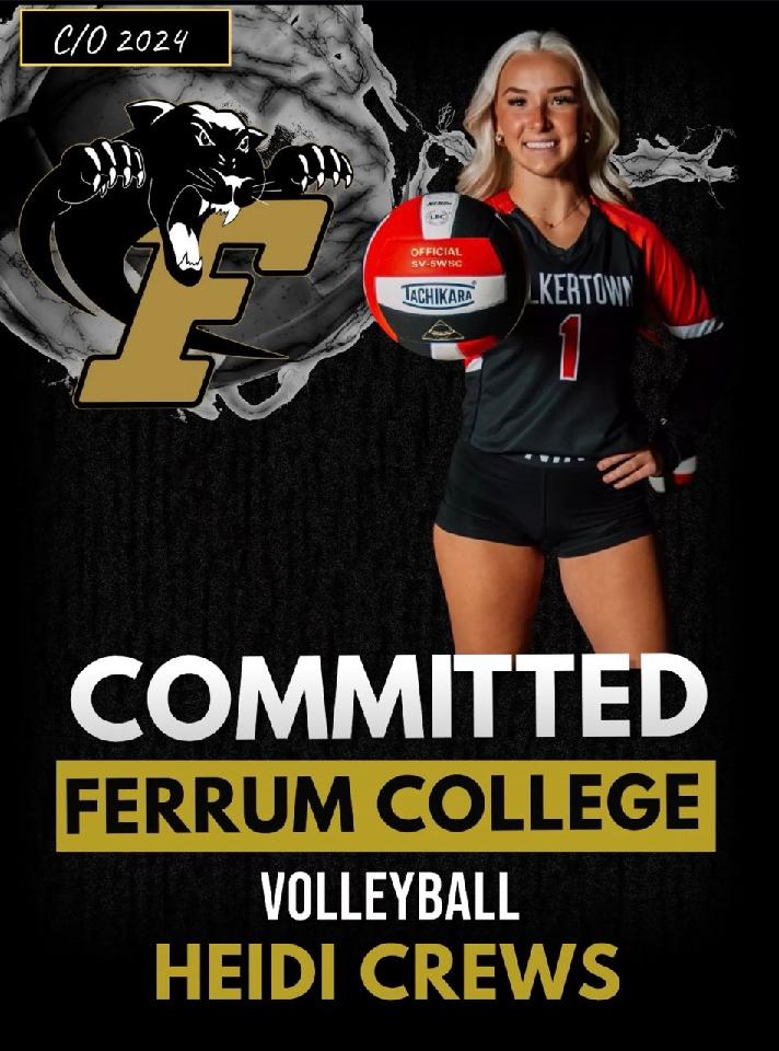 Congratulations to Walkertown H.S. student-athlete, Heidi Crews on her commitment to play volleyball at Ferrum College. #OnePack <a href="/WalkertownVball/">WalkertownVolleyball</a> <a href="/wtown_softball/">WHS SOFTBALL</a> <a href="/WalkertownHigh/">Walkertown High</a> <a href="/Walkertownmbb/">Walkertown Mens BB</a>