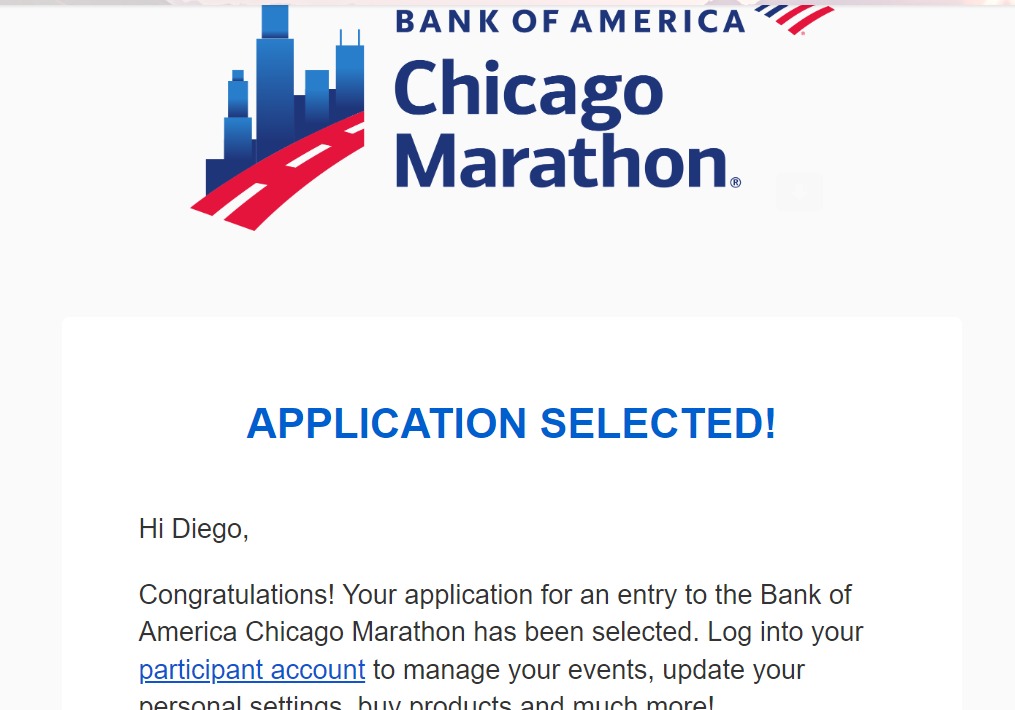 I got the email that I was waiting for!!! #ChicagoMarathon