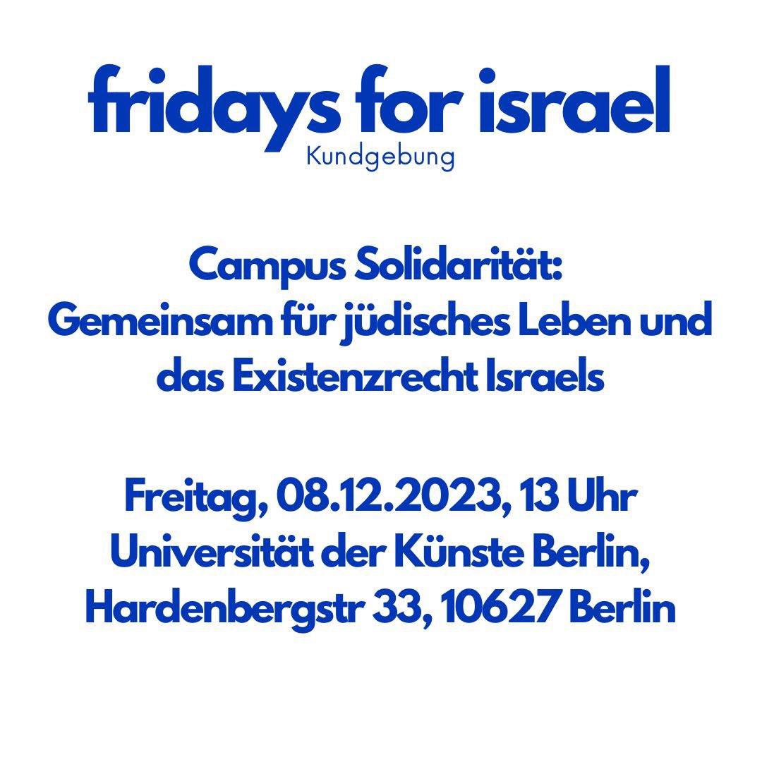 Clara *Optimismusbeauftragte* Nathusius (@cnathusius) on Twitter photo Die Runde ist komplett. Wir freuen uns bei der <a href="/fridayforisrael/">Fridays for Israel</a> Kundgebung morgen <a href="/PrienKarin/">Karin Prien</a>, <a href="/jjhavemann/">Jenny Havemann</a>, <a href="/AStaroselski/">Anna Staroselski</a>, <a href="/ossowski_maria/">Maria Ossowski</a> sowie aktuelle und ehemalige Studierende der <a href="/UdK_Berlin_/">Universität der Künste Berlin</a> begrüßen zu können. Bis dahin, chag sameach! Die Runde ist komplett. Wir freuen uns bei der <a href="/fridayforisrael/">Fridays for Israel</a> Kundgebung morgen <a href="/PrienKarin/">Karin Prien</a>, <a href="/jjhavemann/">Jenny Havemann</a>, <a href="/AStaroselski/">Anna Staroselski</a>, <a href="/ossowski_maria/">Maria Ossowski</a> sowie aktuelle und ehemalige Studierende der <a href="/UdK_Berlin_/">Universität der Künste Berlin</a> begrüßen zu können. Bis dahin, chag sameach!