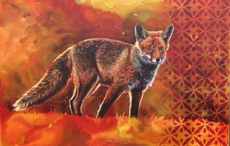 Courage - My series of 3 fox paintings created around motherhood.. Courage, growing up &amp; moving out on your own.. Rest, protection &amp; Courage @6musicart <a href="/BBC6Music/">BBC Radio 6 Music</a>  <a href="/maryannehobbs/">maryannehobbs</a>