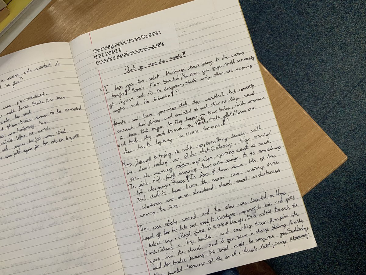Y6RDPS's tweet photo. #y6rdps show real resilience to complete their ‘Best Writing’ task in English this week. Some fantastic narrative writing in their warning tales. Well done all ✍️📘 https://t.co/63fp9xEt24