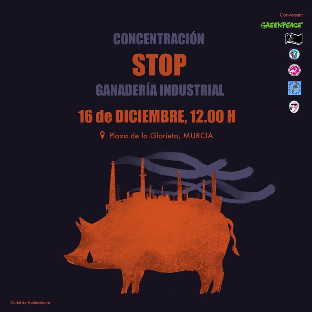 ¡Ya no caben más cerdos en la Región de Murcia!🐷⚠️ Concentración en contra de la ganadería industrial 📌 Sábado 16 a las 12h. 📍 Plaza de la Glorieta, Murcia. ¡Os esperamos! #stopganaderíaindustrial #greenpeacemurcia