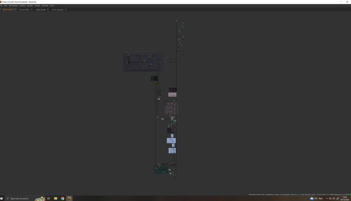 I am doing compositing, I have spent ages on it... still not done, but getting there... The pipeline now looks like spiders web! 📷