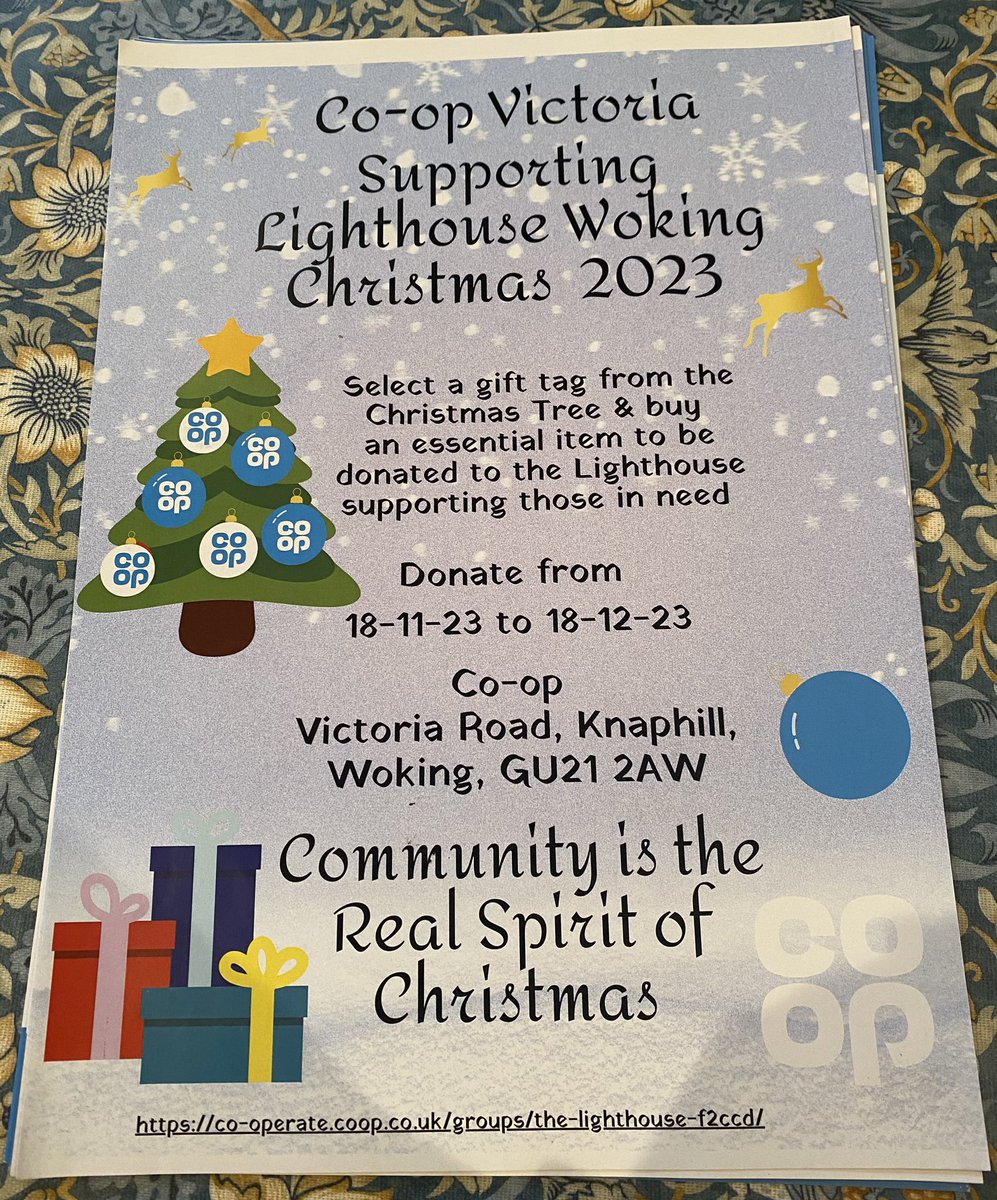 WokingCoopMP's tweet photo. The Victoria Co-op Wishing Tree is up in store supporting The Lighthouse, Woking. Please take a tag from the tree and buy an item to put at the bottom of three tree to help those in need over Christmas🎄#Knaphill #Coop #Christmas https://t.co/2XK1wXOmni