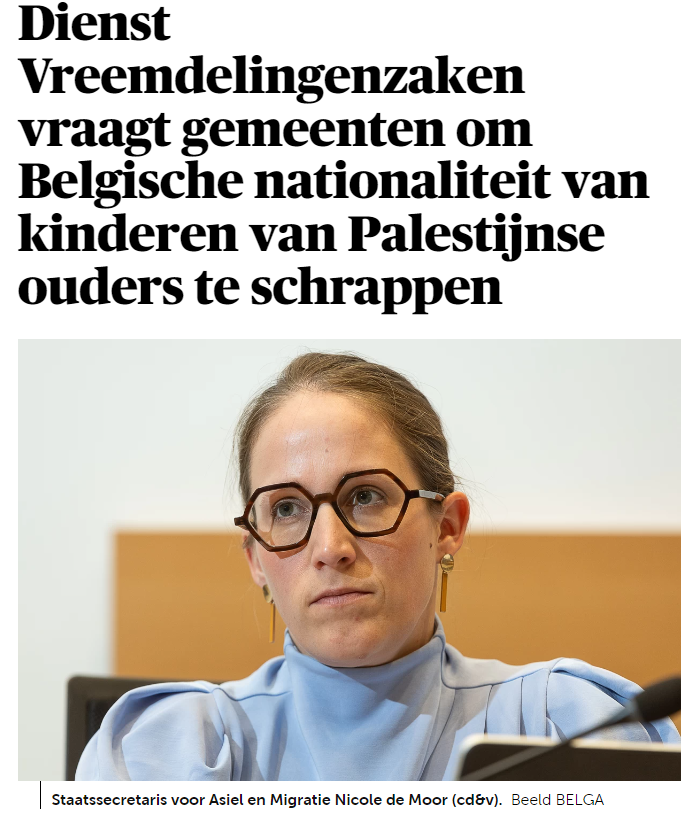 Verwerpelijke beslissing om de Belgische nationaliteit in te trekken van kinderen die in België geboren zijn uit Palestijnse ouders. Palestijnen zijn staatloos. Ze kunnen nergens heen. Als de nationaliteit vh kind wordt ingetrokken, verliest het hele gezin verblijfsrecht.
🧵1/3