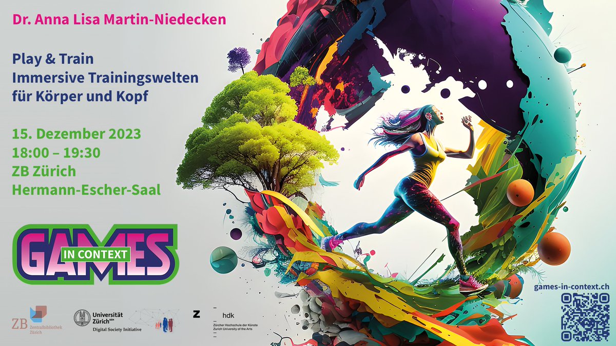 Neue Technologien prägen den Sport-, Fitness- und Rehabilitationssektor, besonders durch die wachsende Beliebtheit von Exergames.

Dr. Anna Lisa Martin-Niedecken Vortrag am 15.12. illustriert den innovativen Trainingsansatz mit Beispielen aus Forschungs- und Entwicklungsprojekten