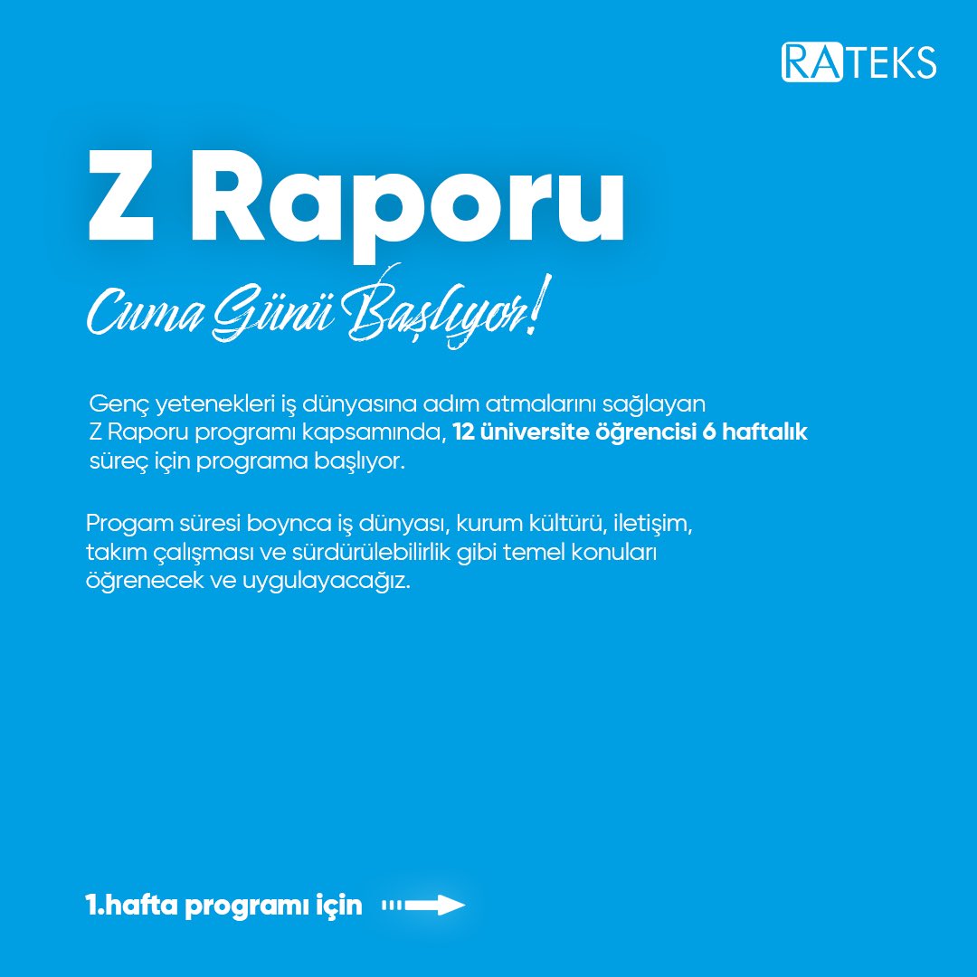 goldstarteks's tweet photo. Genç yeteneklerin kariyer yolculuğu başlıyor! Cuma günü başlayacak olan Z Raporu Programı ile 12 üniversite öğrencisi, iş dünyası deneyimi kazanarak liderlik, iletişim ve sürdürülebilirlik konularında kendilerini geliştirecek.
...
#Rateks #Goldstar #Tekstil #Textile #ZRaporu https://t.co/lNDFUCjPqd