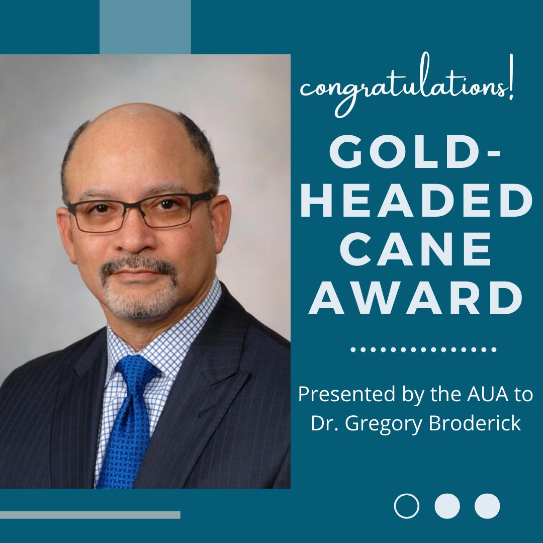 Congratulations to SMSNA past president and current board member, Dr. Gregory Broderick, for being awarded the AUA's Gold-Headed Cane Award! This award is presented to a senior urologist distinguished by outstanding contributions to the profession and to the AUA. 🎉