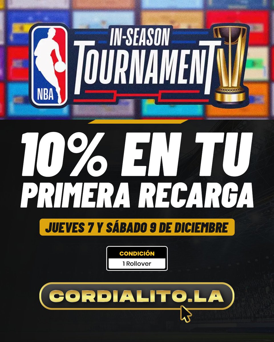 GrupoCordialito's tweet photo. Gana 10% de Bono en https://t.co/8HevdZHGQ6 🥇
Te ofrecemos 10% de Bono sobre tu Primera Recarga del día para realizar jugadas de Deportes Prematch 🏀⚾️🏈.
⚡️ Solicita tu Bono a través del Chat 24/7 de nuestra web | Monto máximo de Bono: $100
#nba #baloncesto #pronosticosnba https://t.co/s2QPf515a8