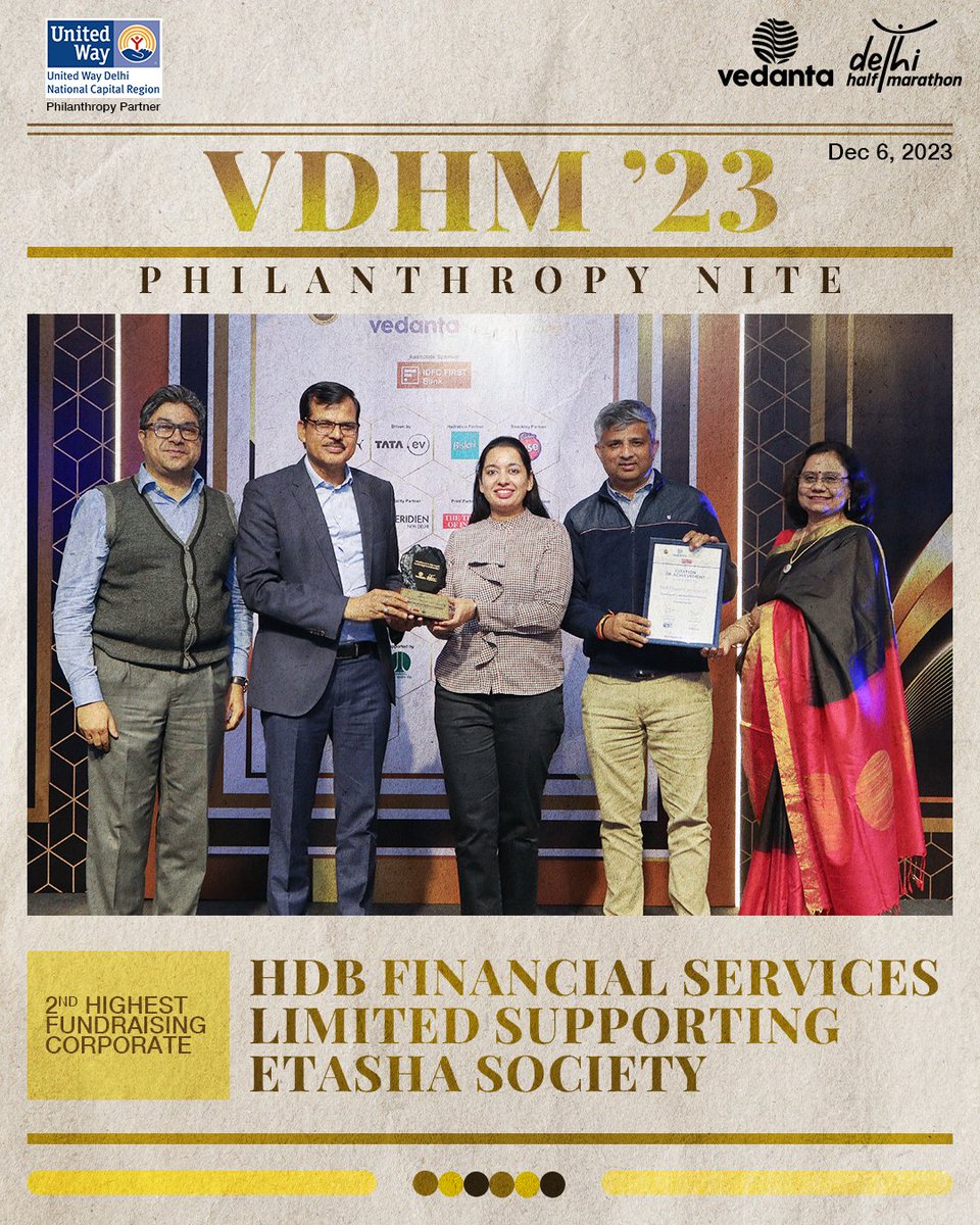 DelhiHM_'s tweet image. Nothing but complete gratitude towards the 2️⃣ Corporates in the fundraising campaign at #VedantaDHM23. 👏

🥇 Blue Star Limited supporting Blue Star Foundation
🥈 HDB Financial Services Limited supporting Etasha Society

#RangDeDilli