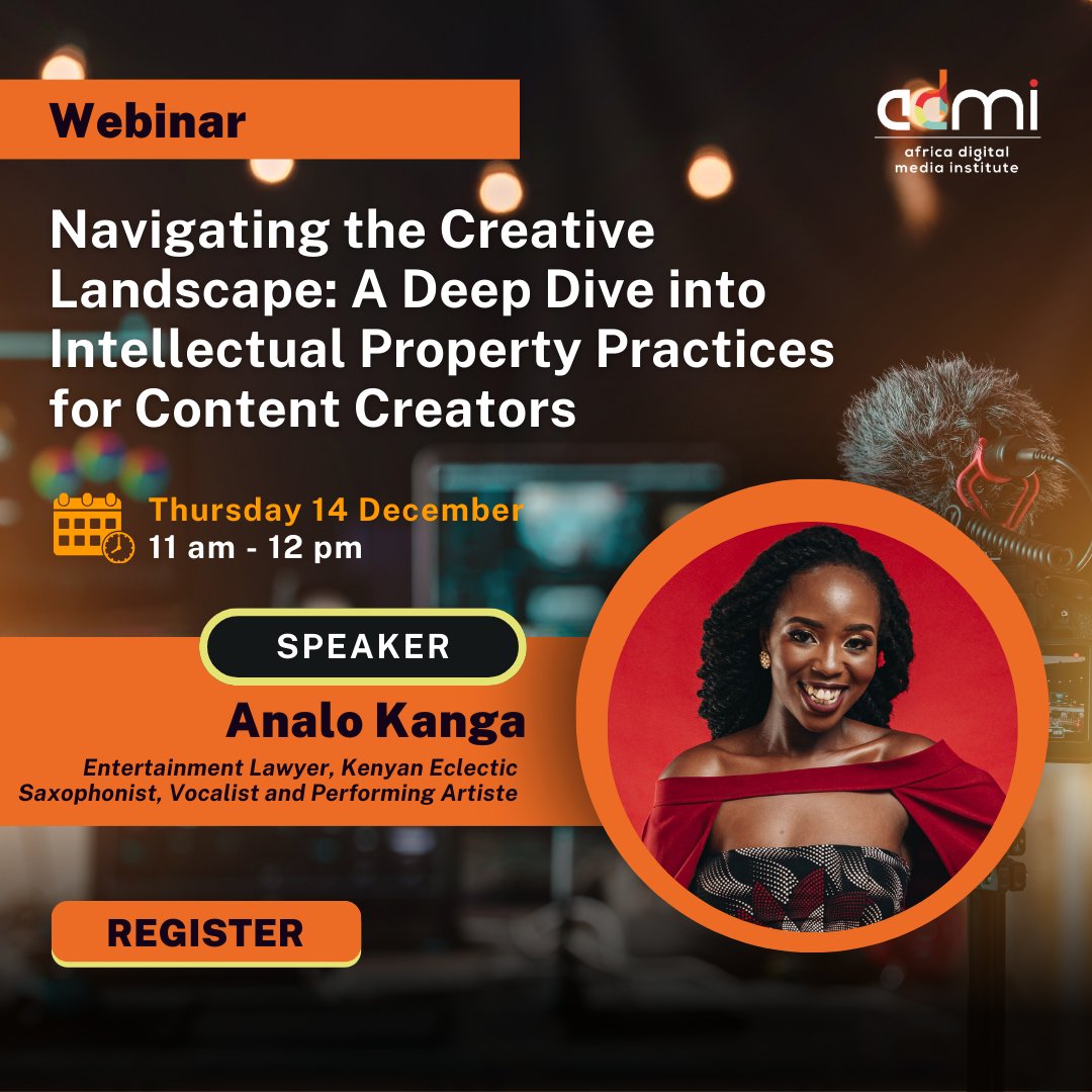 Join Analo Kanga, an Entertainment Lawyer and accomplished artist, in A Deep Dive into Intellectual Property Practices for Content Creators. Let's dive deep into protecting your creative assets! 🚀

>> Register now: shorturl.at/ilyEX
 #ContentCreators #ADMI
