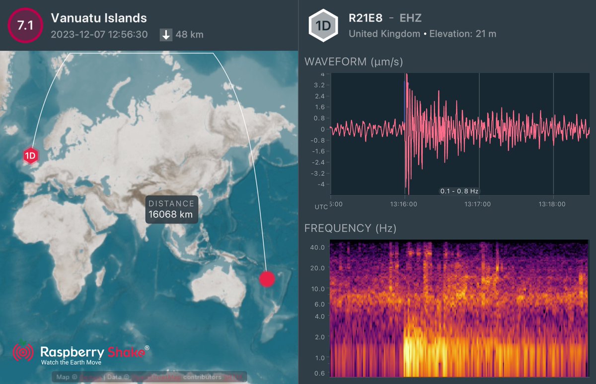 dtseismo's tweet photo. #Earthquake recorded on the #RaspberryShake #CitizenScience seismic network. See what's shaking near you with the @raspishake #ShakeNet mobile app https://t.co/1007A0syu4
