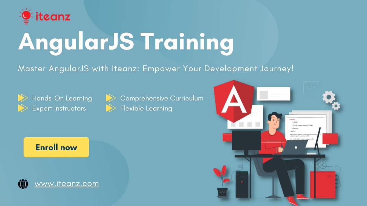 iteanzglobal's tweet image. Level up your web development game with Iteanz's AngularJS Training! 
Master the intricacies of AngularJS through hands-on learning and expert guidance.
buff.ly/3t64fSh
Call Us Now +918046810331
#AngularJS #IteanzTraining #WebDevelopmentMastery