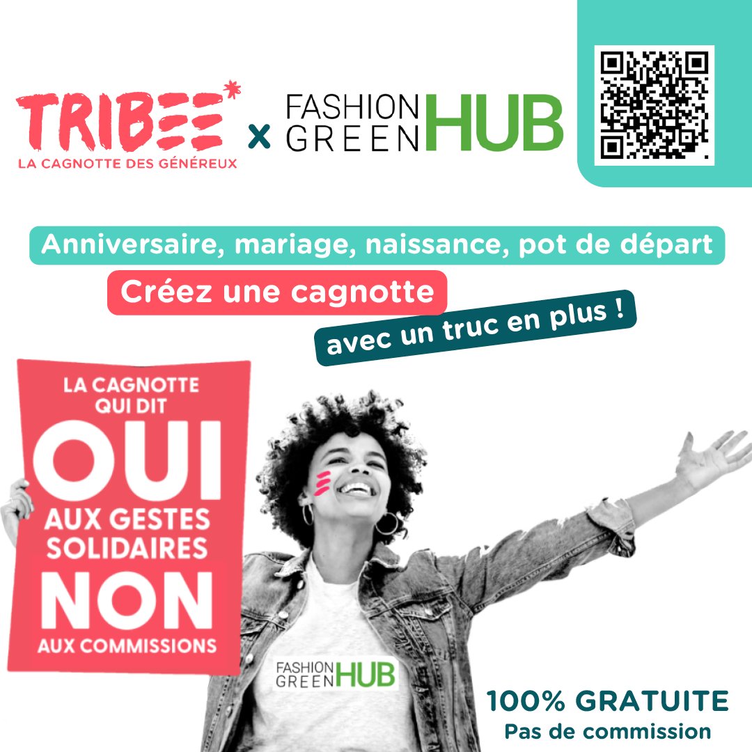 [PARTENARIAT] Fashion Green Hub x Tribee Tribee, c’est la cagnotte qui dit non aux frais bancaires et oui aux gestes solidaires. Si vous souhaitez créer une cagnotte tout en effectuant un acte de solidarité pour notre association, c’est ici ➡️ tribee.fr/associations/f…