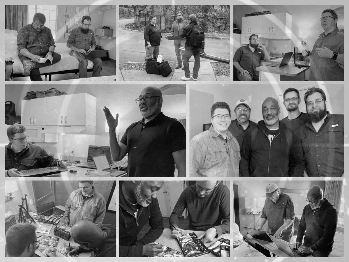 DOMINIONCOMIC's tweet image. Strategy meeting with Mark Stancil, Dr. Barron Bell, and Daniel Hancock of Terminus Media and Michael Thoenes and Brannon Hollingsworth of @BrainyPixel 🚀

#supportchristiancreatives #art #creativity #storytelling