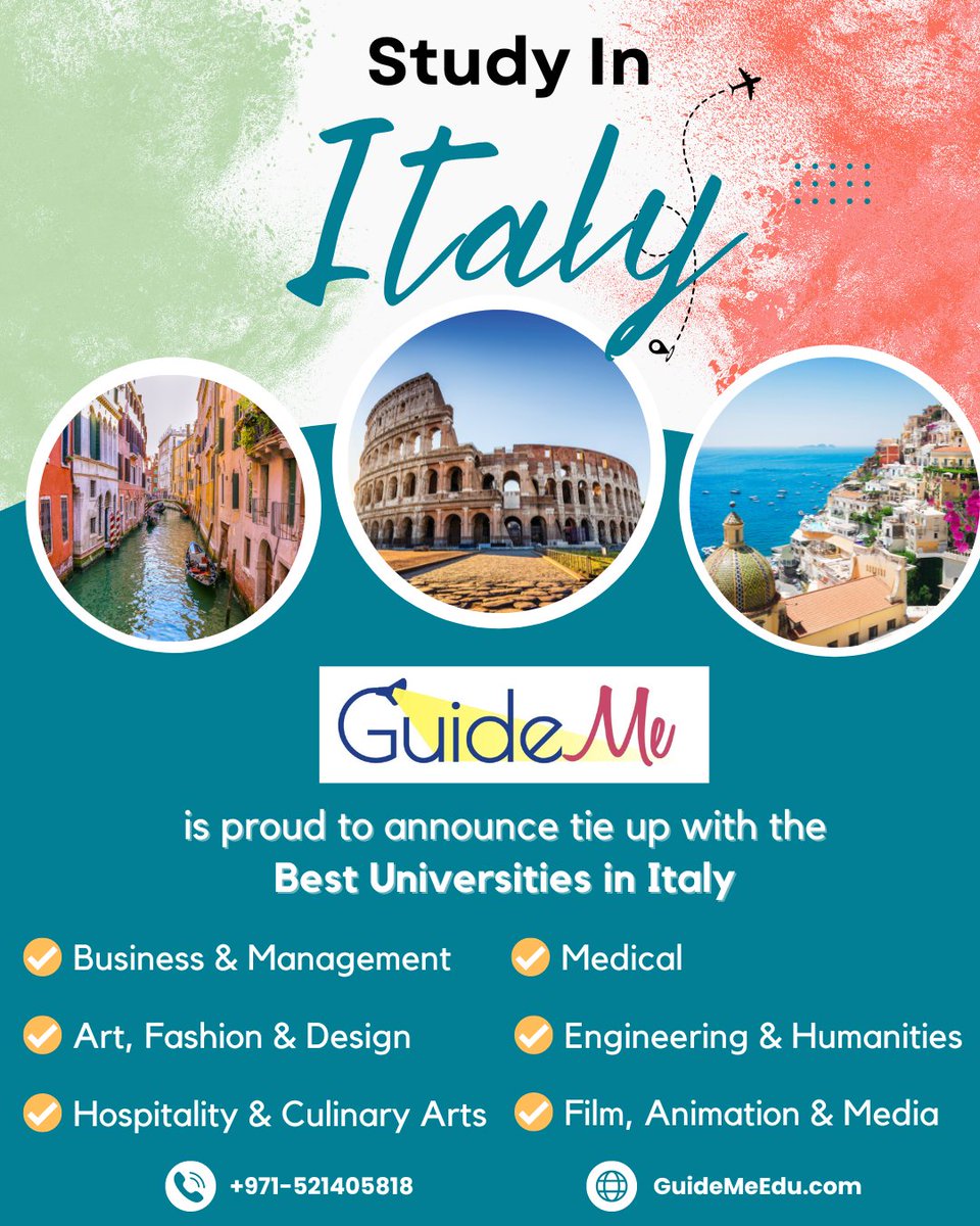 GuideMeEdu's tweet image. #GuideMe has partnered with prestigious universities across #Italy, paving the way for your dream #studyabroad adventure. ✈️ based on our dedicated team's recent visit to Italy
#studyinitaly #studygram #gmat #satprep #ucat #ielts #studyabroad #dubai #uae #abudhabi #sharjah #ksa
