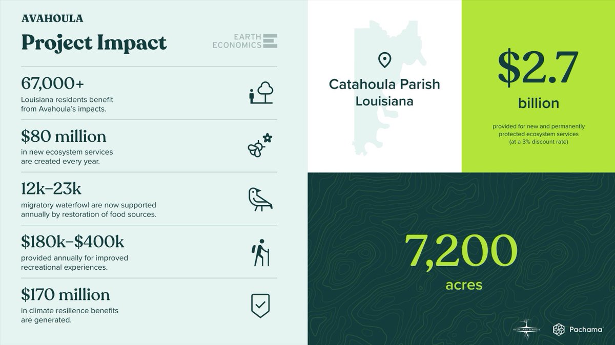 PachamaInc's tweet image. When it comes to restoring nature, numbers matter.

Pachama and @deltalands engaged @EarthEconomics to assess the full impact of one of our Pachama Originals projects on residents, wildlife, air quality, and more.

Read the full report: buff.ly/3Rb3DEi