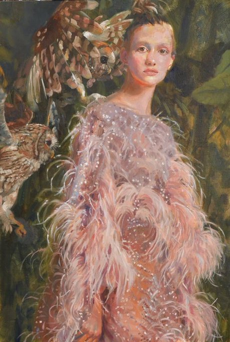 wave_coffee's tweet image. Beautiful female paintings in the school of magic realism. French painter, now living in Normandy. She produced a lot of figurative art. I think she did a good job