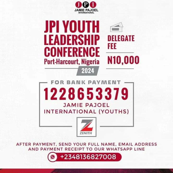 AdaAchusim's tweet image. The opportunities you have been seeking is right here👇

Register for JPI Youth Leadership Conference, Port-Harcourt 2024.

I promise you won&apos;t regret registering, youths from different countries will be attending.

#jamiepajoeluniversity