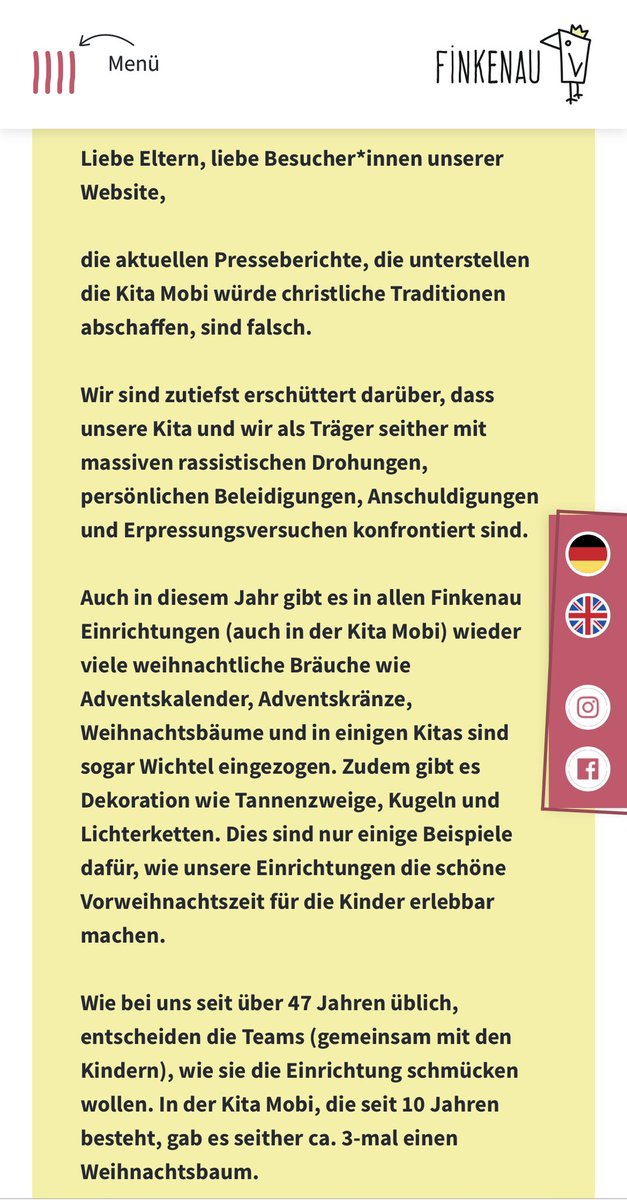 DerMestermann's tweet photo. Einen Tag lang haben sich nun Spitzenpolitiker über angebliche „Cancel Culture“ echauffiert, weil eine (!) Kita (!) in Hamburg dieses Jahr keinen Weihnachtsbaum aufstellen will. 

Ob diese Klarstellung wenigstens ein bisschen Reue und Demut unter Kulturkämpfern auslösen wird? https://t.co/UXucj6W4Mi