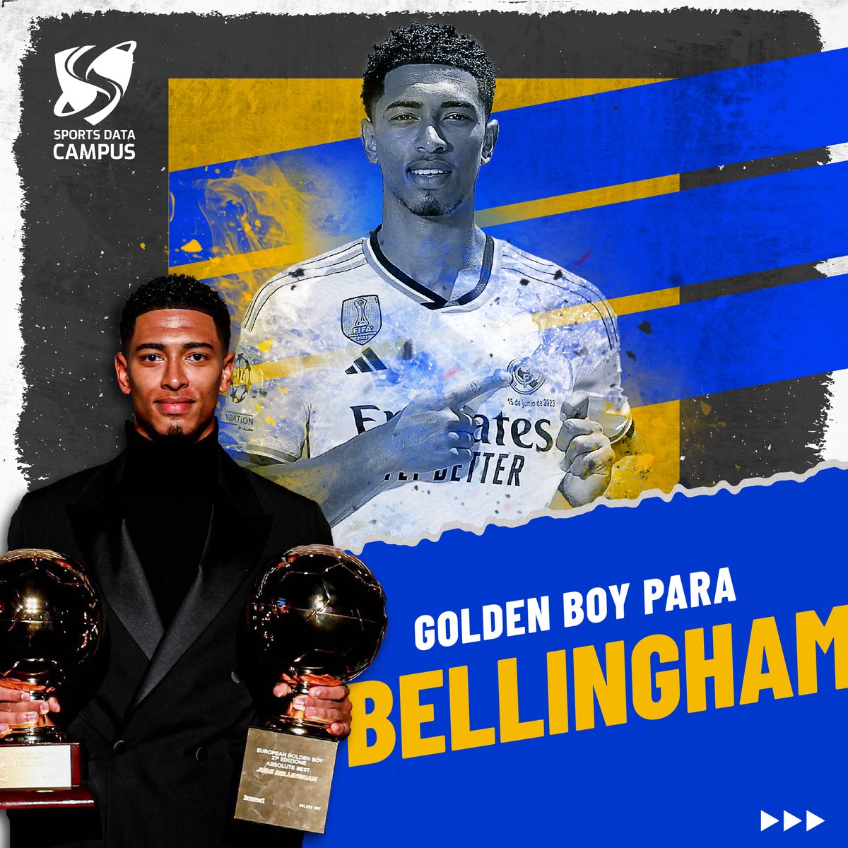 SportsDataCamp's tweet photo. 😱¡Jude #Bellingham, mejor debutante que #Cristiano y #Distefano! 🌟⚽️ 

Mirá el video completo 👉🏻 https://t.co/B9ba2MikTS

🎙️ Presentado por @anasanchez4 |
Sports Data Campus Content Marketing

#Bellingham #realmadrid #football #madrid #laliga #GoldenBoy #sportsdatacampus https://t.co/Z99VoibA7d