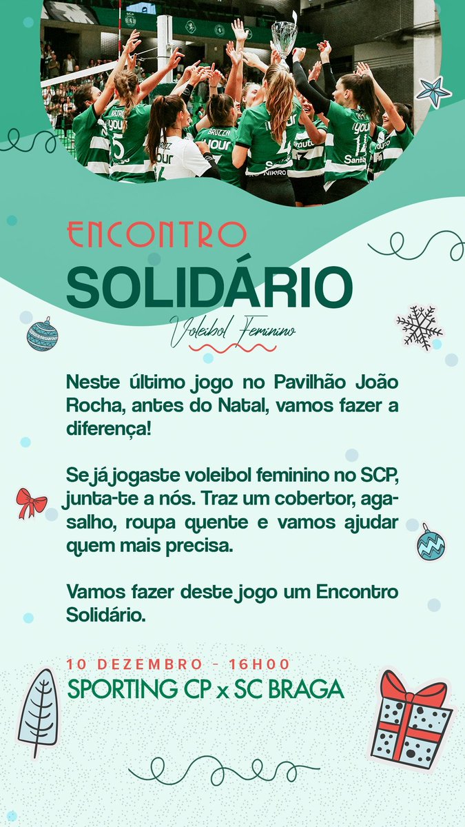 Junta-te a nós neste encontro!

Domingo às 16h no PJR!

#VoleibolFemSCP
#EncontroSolidário
#GeraçõesVoleibol
#MelhoresAdeptos
#FundaçãoSporting
