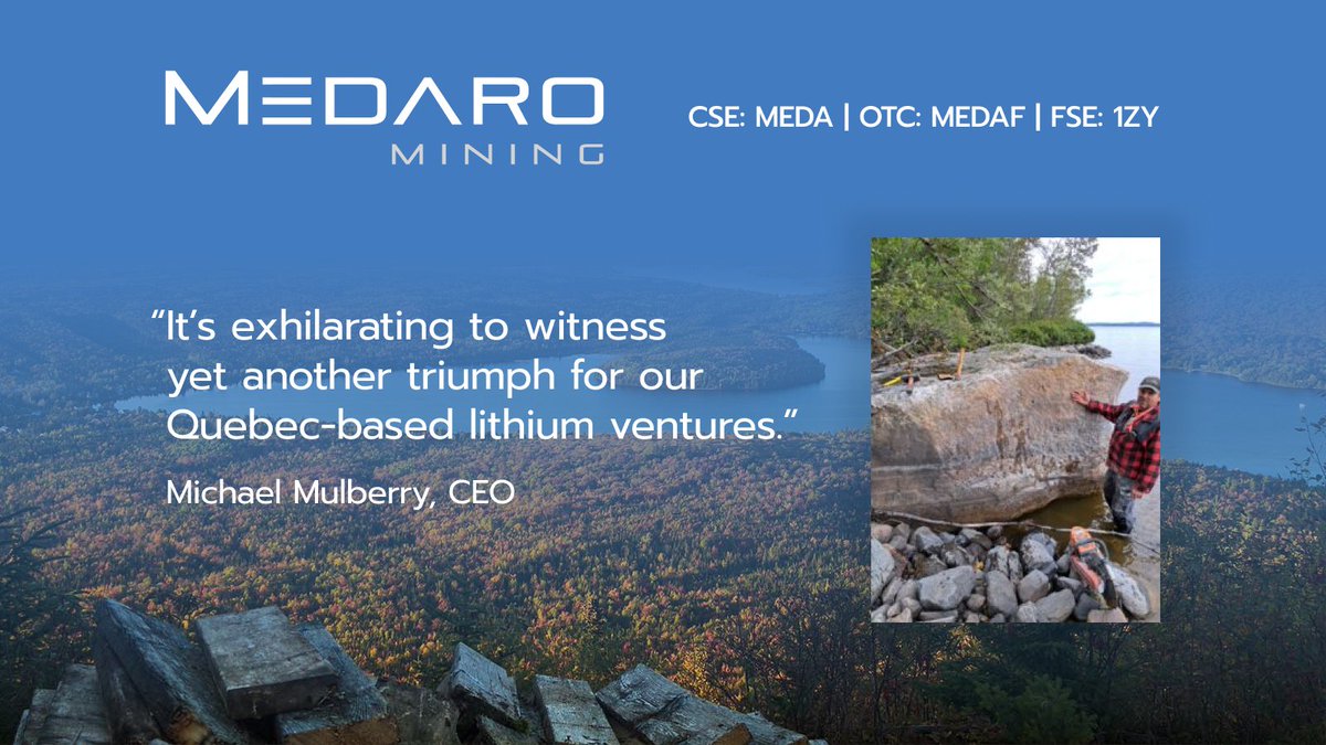 MedaroMining's tweet image. “It’s exhilarating to witness yet another triumph for our Quebec-based lithium ventures.&quot; - Michael Mulberry, CEO
🌐 Discover more on our website » stockmkt.info/3FdUHXT 
#lithium #miningindustry #mininglithium #CSEstocks #OTCMarkets
🇨🇦 $MEDA 🇺🇸 $MEDAF