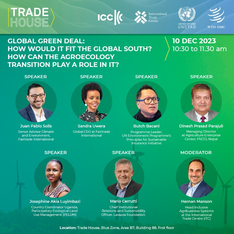 ITCnews's tweet photo. Negotiations at #COP28 are pausing today as delegates are catching their breath on what's been a very busy week.
These are ITC's coming events at COP28, which we've organised for you in one single post so you don't miss them in person or online. #TradeCanHelp