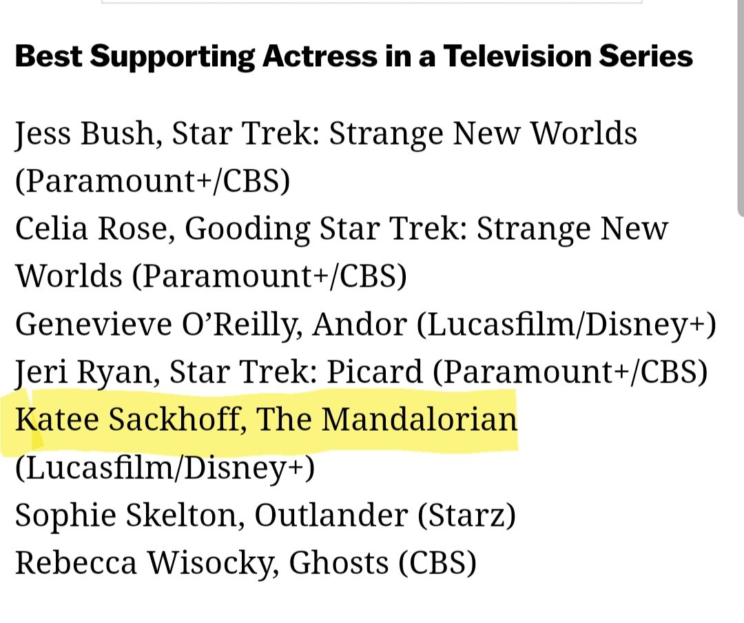 Congratulations, @kateesackhoff, for your @SaturnAwards nomination in the Best Supporting Actress in a TV series category for your work on @themandalorian!!! #TheMandalorian #BoKatan #SaturnAwards #BSG #BattlestarGalactica