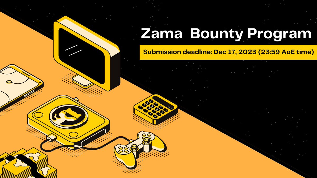 zama_fhe's tweet image. We will soon be closing another season [4] of the Zama Bounty Program. There are 10 more days to go, with €45,000 to be distributed across three bounties. All info on Github: github.com/zama-ai/bounty…

#FHE #cryptography #HomomorphicEncryption #fhevm #privacy #Blockchain…