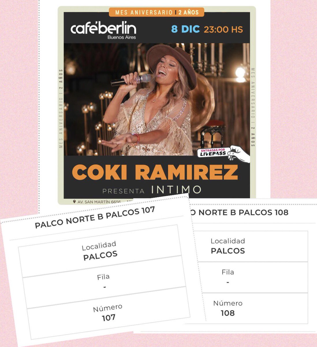 pinituchi's tweet photo. #MAÑANA es la cita con @cokiramirez a las #23hs en #CafeBerlin!!
Quiero que pase volando el tiempo para poder disfrutar nuevamente tu voz y tus canciones en un show en vivo😍😍😍 #Loveyou https://t.co/BWcMoeEPXo