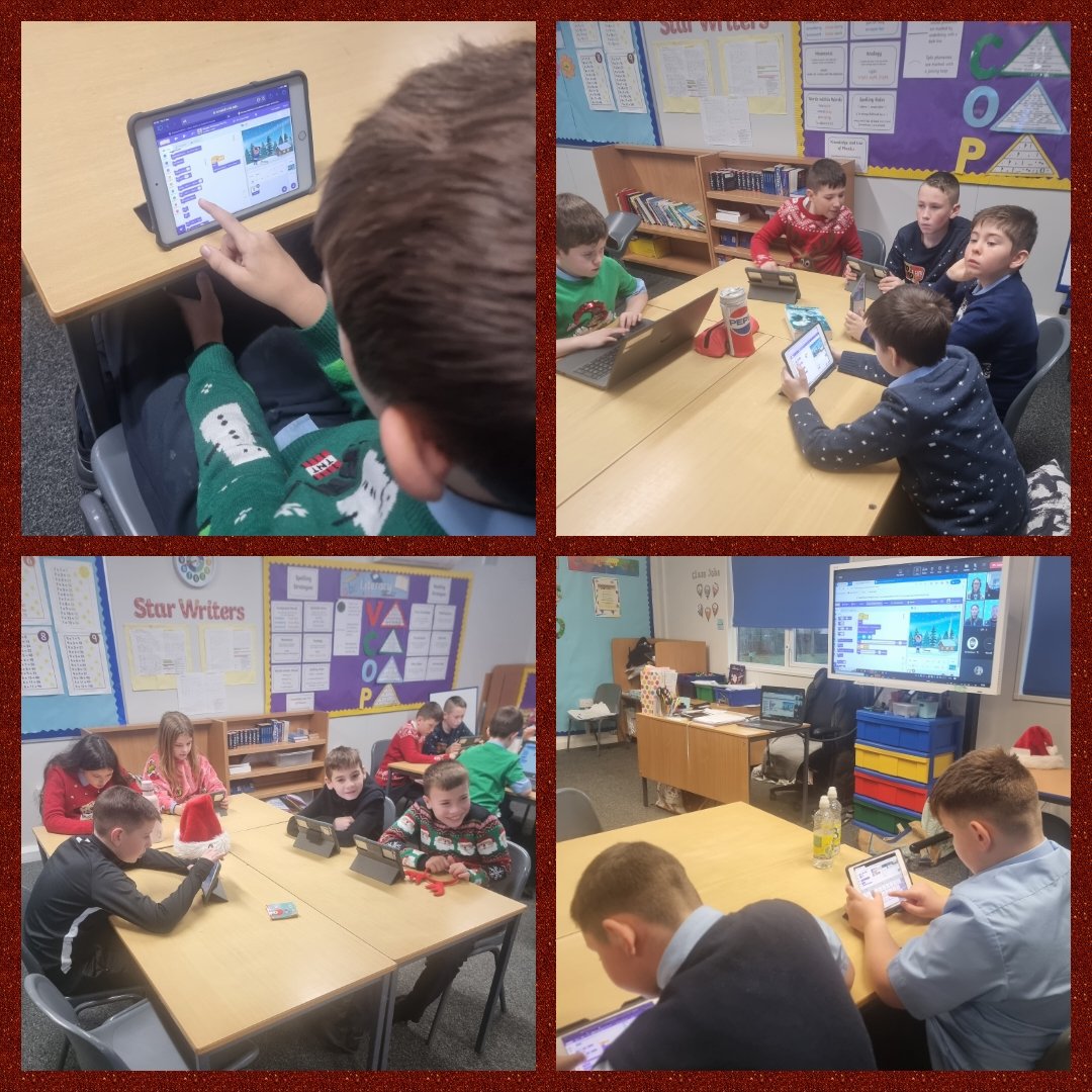 StMarysAirdrie's tweet photo. Room 4 absolutely loved joining in on this afternoon's Christmas Live Code-Along 'Mission Christmas Tree' with @NLDigitalSchool
We have some super coders in the making! #NLCodeAlongs https://t.co/Nl1H7mFbQ2