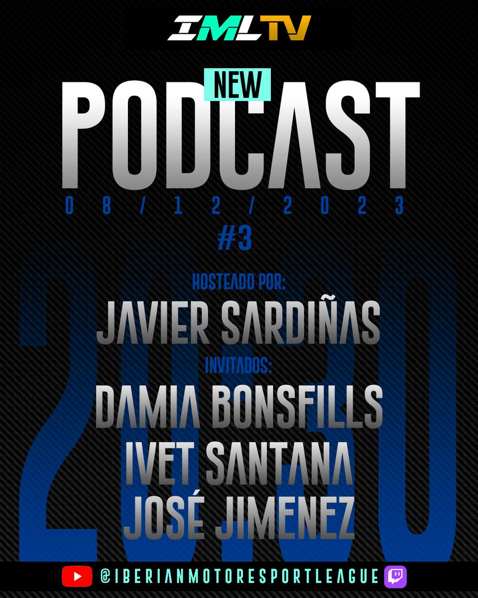 🎥 MAÑANA EN DIRECTO 🟣
twitch.com/iberianmotores…

A partir de las 20:30(CET)

📺IMLTV [Podcast #3]

🎙️@javiersardinas1 
🎙️<a href="/damiabm98/">Damià</a> 
🎙️<a href="/Ivet_Santana/">Ivet Santana</a> 
🎙️<a href="/jjimenezigl/">José Jiménez</a> 

Vaya bichos tendremos mañana en cabina…¡No os lo podéis perder! 

#iberian #motoresport #League #podcast #Imltv
