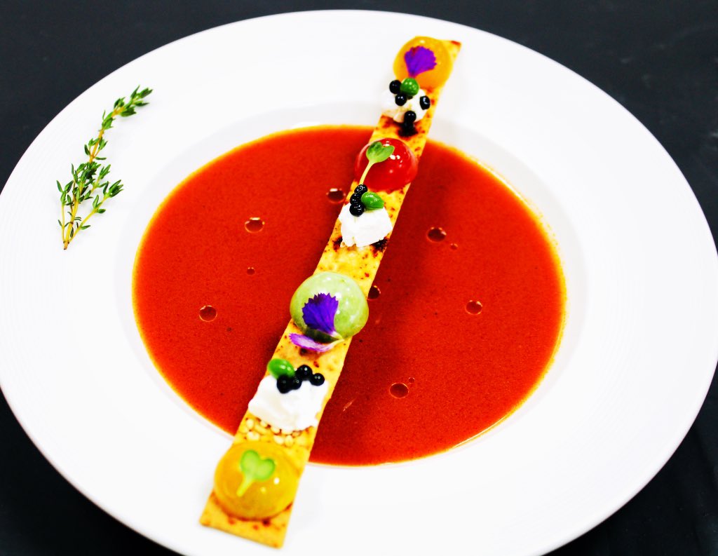 nnishant15's tweet photo. Thyme scented tomato soup with sungold lavash, olive caviar and feta
.
#soup #tomatosoup #plating #platingideas
.
#olivecaviar #feta #fetacheese #lavash #sodelicious #soyummy #foodporn #foodist #chefstable #chefstalk #tomatoes #hyderabad #hyderabaddiaries https://t.co/GZNGxIYpy5