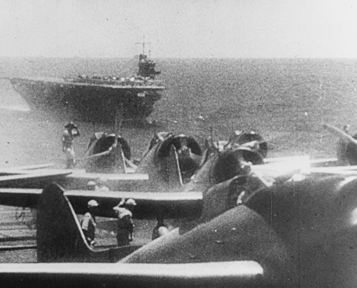 Boneyardsafari's tweet photo. #otd Japanese Navy Type 99 Carrier Bombers (Val) prepare to take off from an aircraft carrier during the morning of 7 December 1941 in the background is the carrier Soryu. #december7th #pearlharbor #wwii #ijnsoryu #type99 #valbomber #navalsafari #aviationsafari #boneyardsafari https://t.co/0tVfEvu3GP