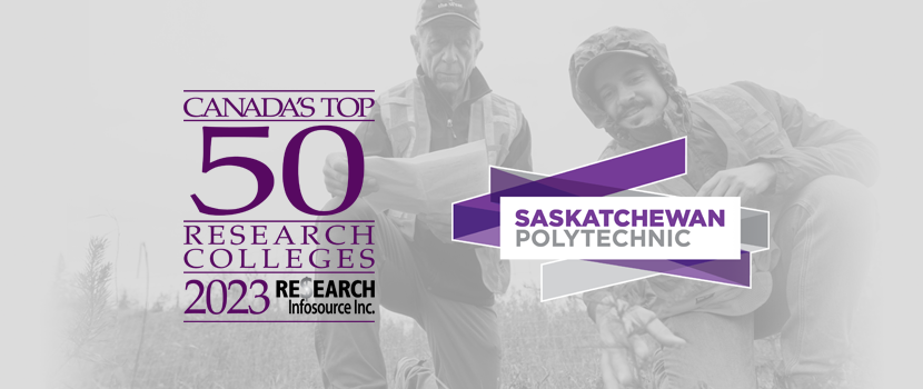 SaskPolytech's tweet photo. Sask Polytech has reached an impressive milestone by securing the nineth overall position in @R_Infosource Top 50 Research Colleges list. Sask Polytech ranks first for number of completed research projects, with 382 research projects. https://t.co/ps5odfDdkh https://t.co/Y2fvZVXwf2